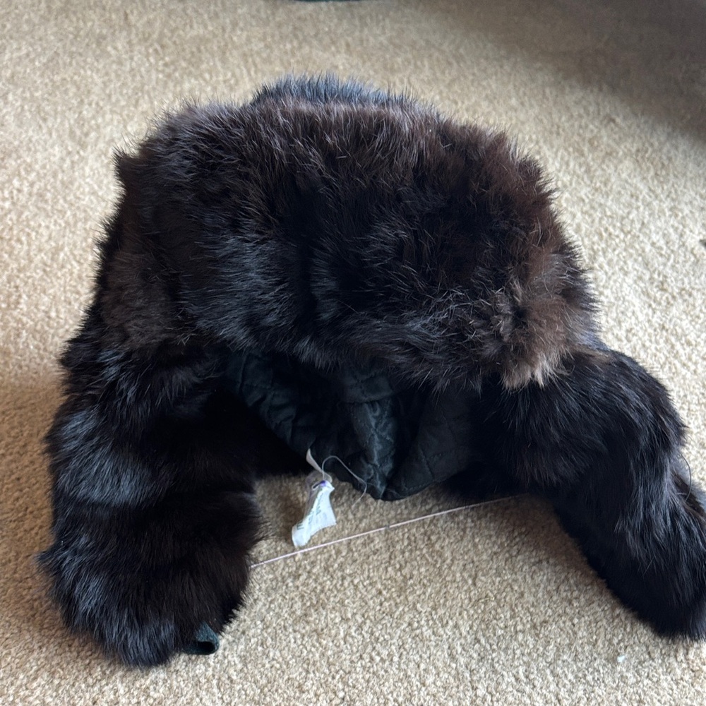 Rare Vintage Russian Luxurious Black Fur Trapper Hat